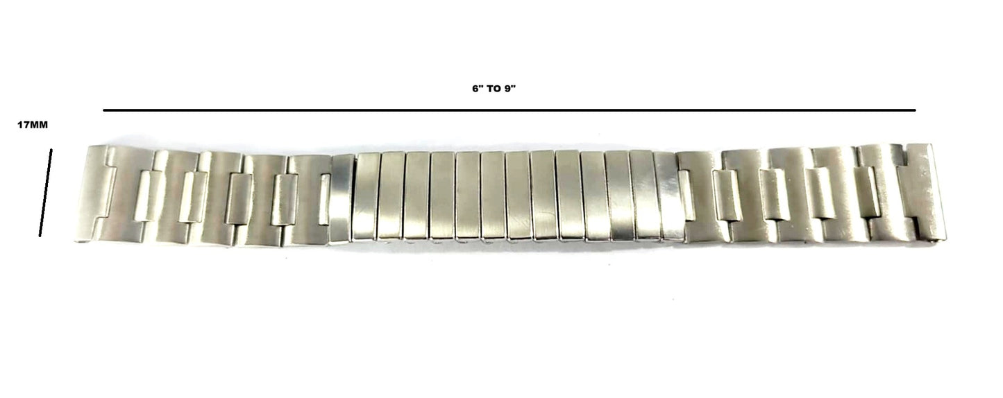 Vintage Style Mens 17mm Stainless Steel Watch Band