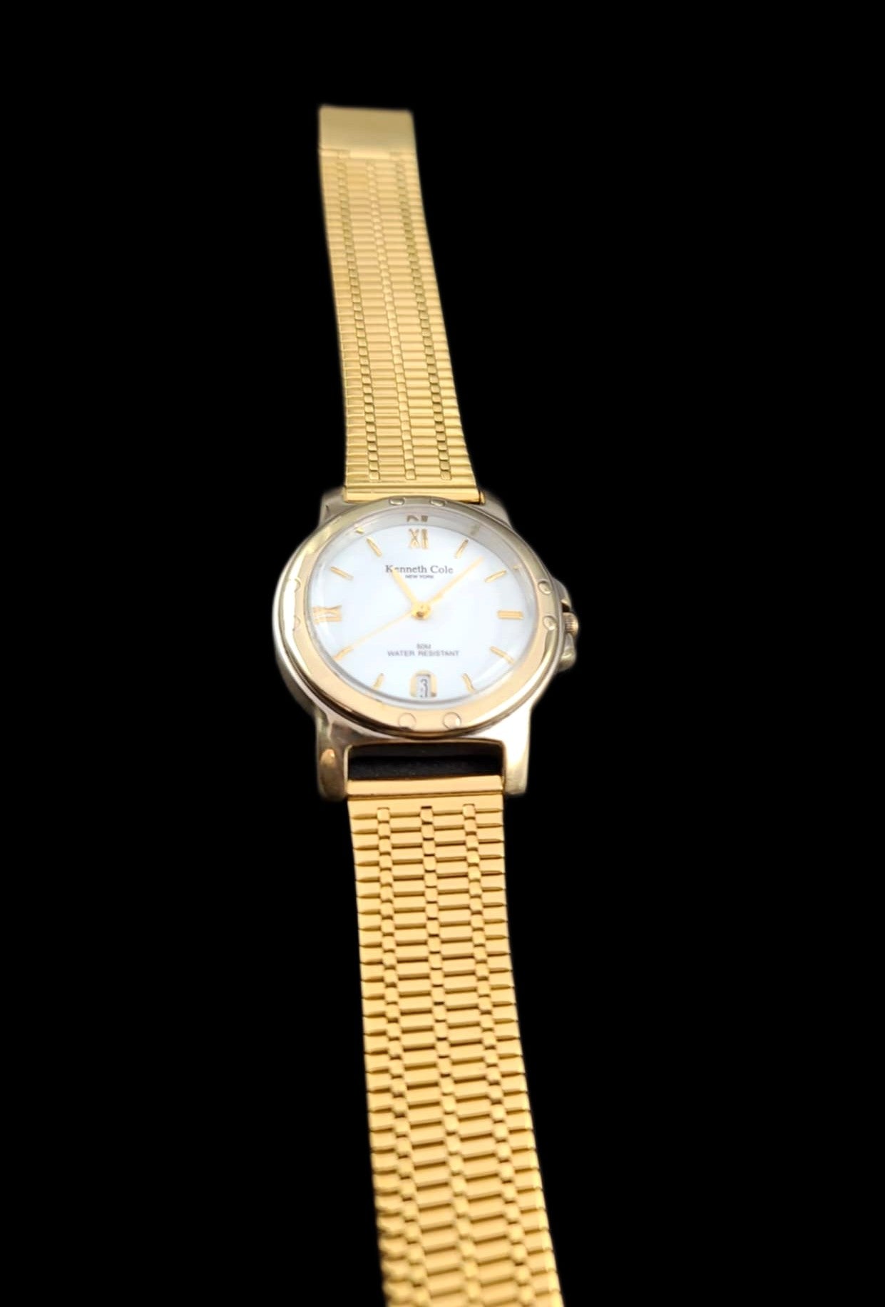Kenneth Cole-Classy Solid Brass Restored Mens Quartz Analog Watch With Date Display