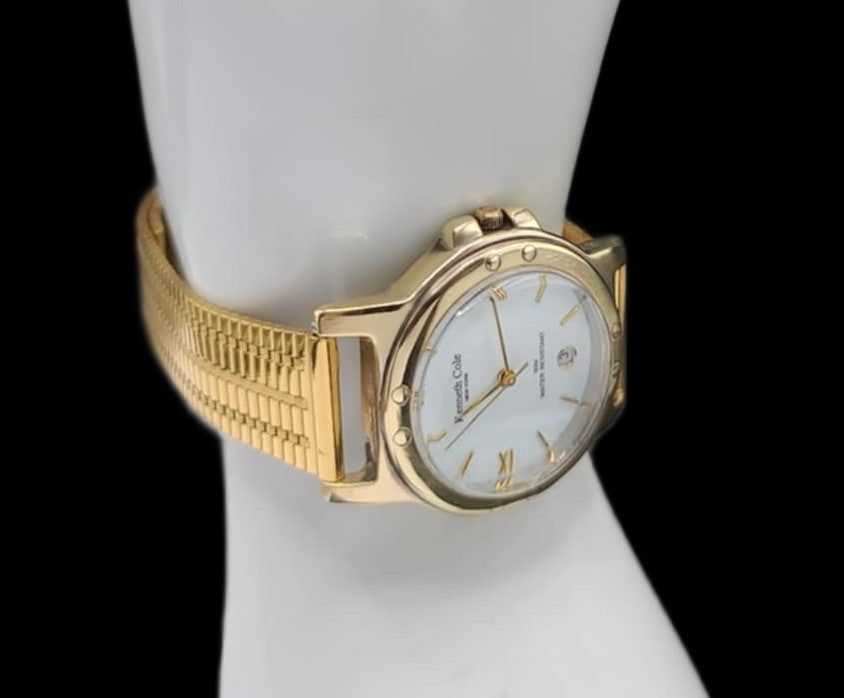Kenneth Cole-Classy Solid Brass Restored Mens Quartz Analog Watch With Date Display