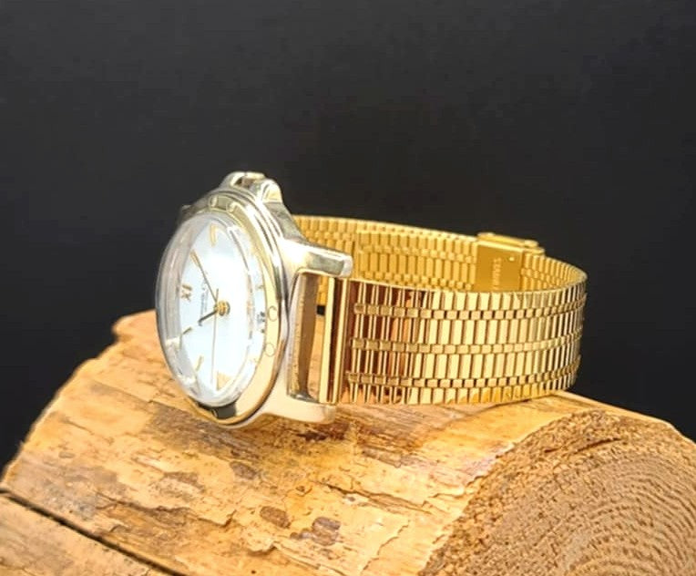 Kenneth Cole-Classy Solid Brass Restored Mens Quartz Analog Watch With Date Display