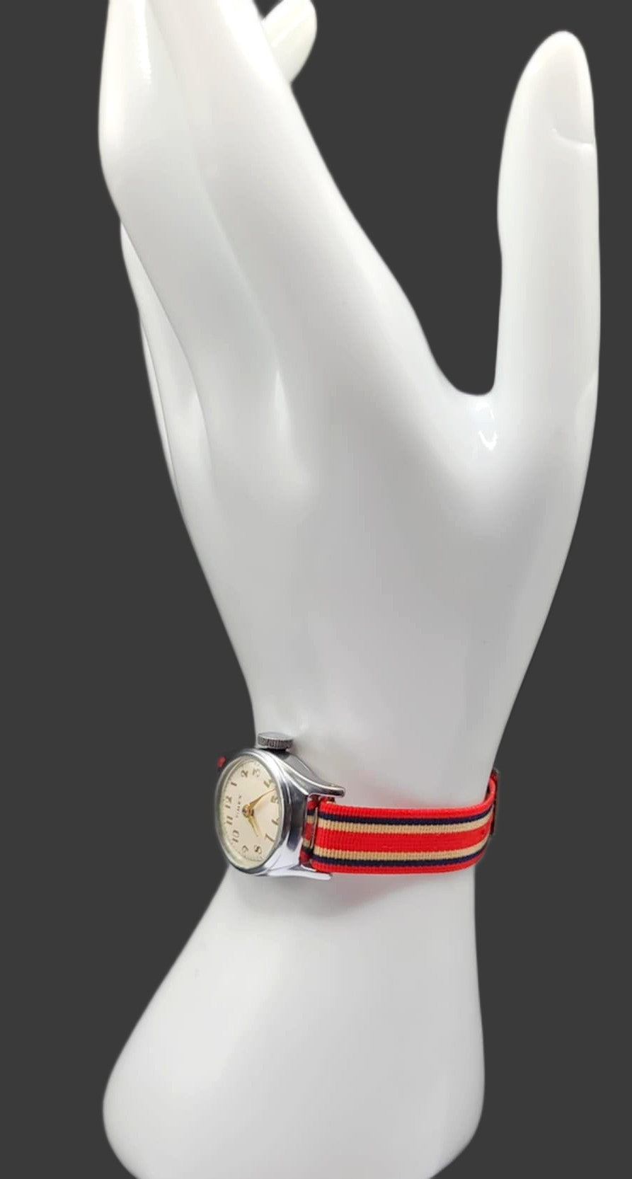 Vintage Unused New Old Stock Nylon Sport 12mm Watch Strap/Band Red-Tan-Black