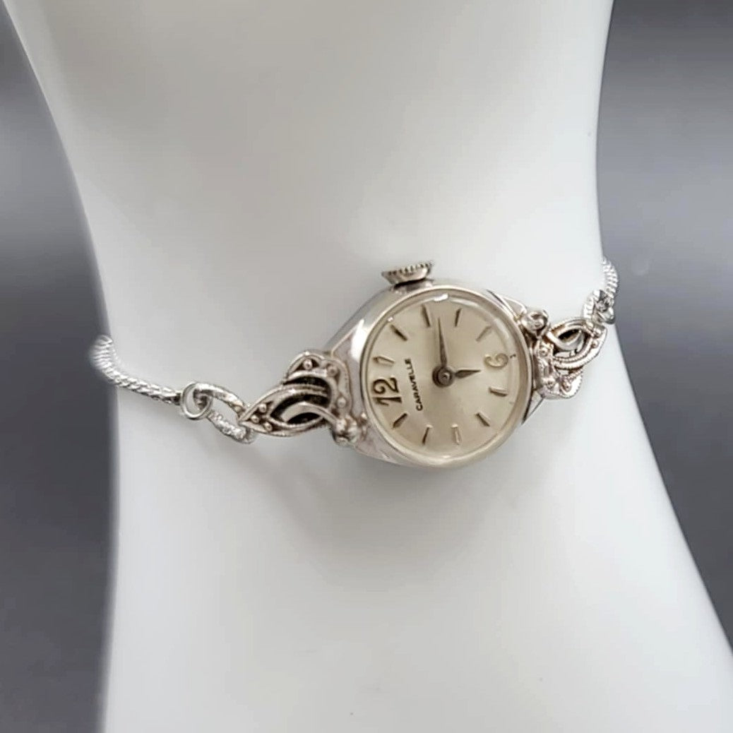 Caravelle by Bulova Diamond 10k White Gold Ladies Mechanical Watch
