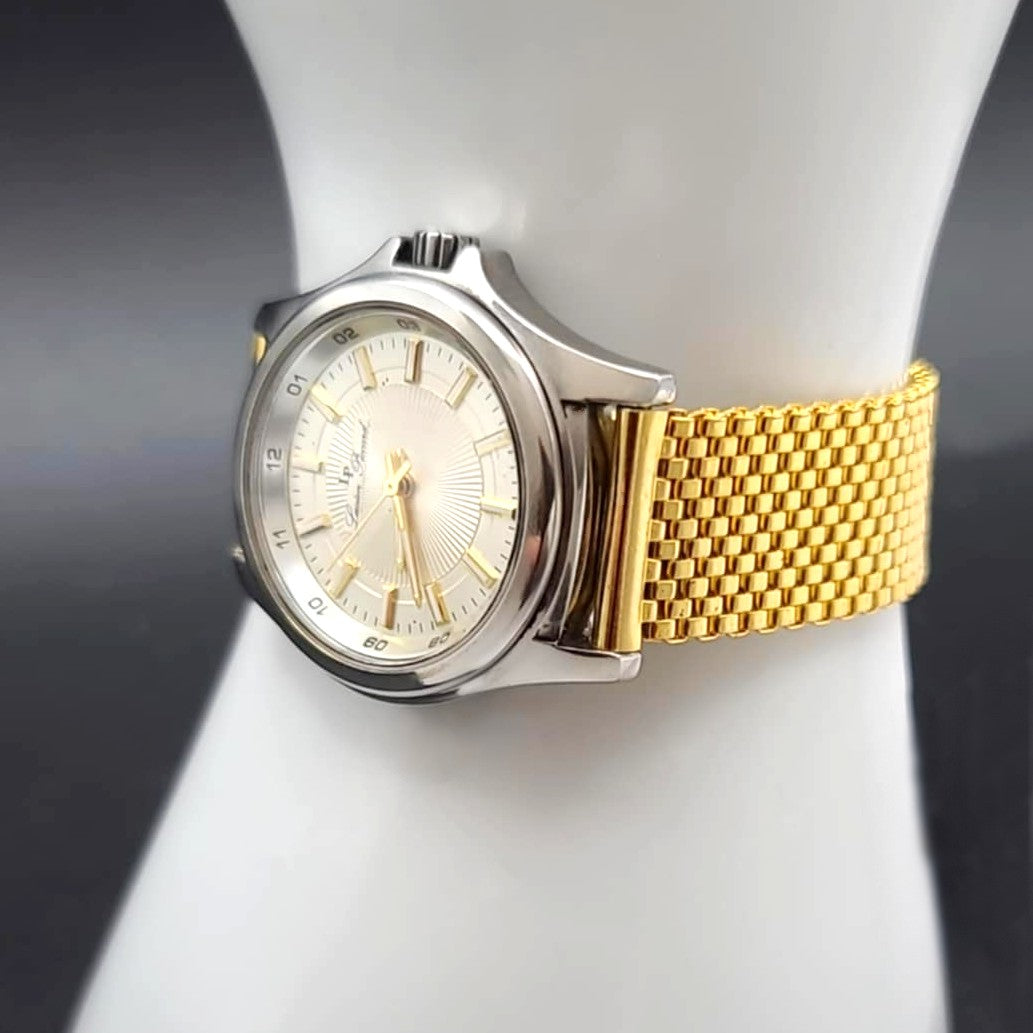 Lucien Picard 80's Vintage Classy Gold & Silver Quartz Analog Swiss Womens Watch