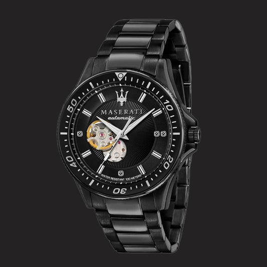 Maserati Automatic Sfida Open Heart 100M Water Resistant 24-Jewelled Mens Sport Watch Model R8823140005