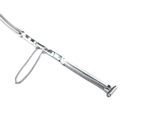 Vintage Bar Type 8-10mm Stainless Steel Watch Band With Safety Chain