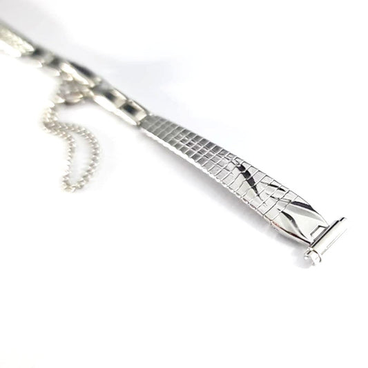Vintage Bar Type 8-10mm Stainless Steel Watch Band With Safety Chain