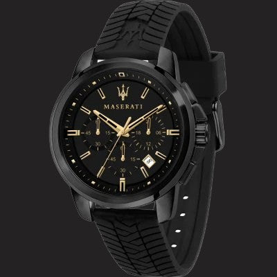 Maserati Successo Chronograph Silicone Strap Black Mens Quartz Watch Model R8871621011