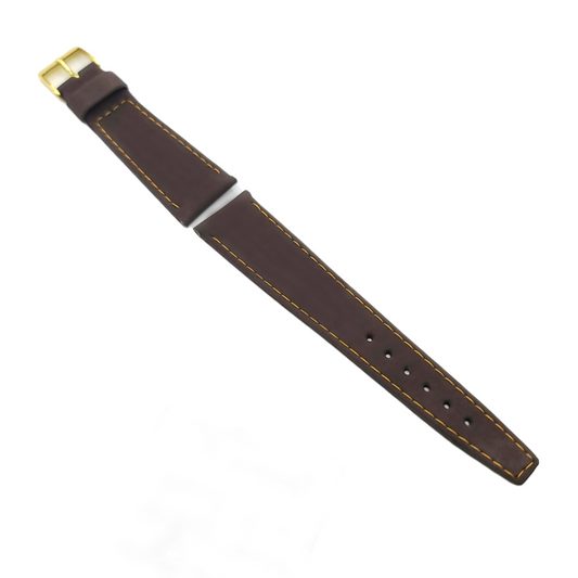 Corfam Old New Stock From Inventory Buyout-Brown Stitched Non Leather Mens 22mm Watch Band in Rich Brown