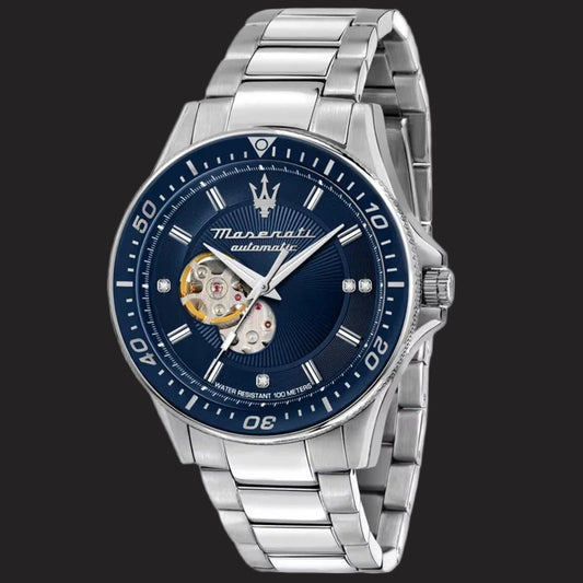Maserati Automatic Sfida Open Heart  100M Water Resistant 24-Jewelled Mens Sport Watch-R8823140007