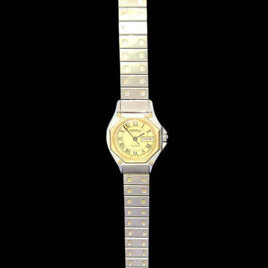 Cornavin Swiss Quartz Date/Day Display Ladies Vintage Roman Numeral Watch