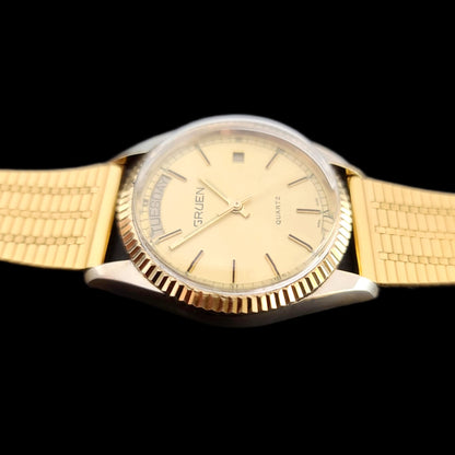 Gruen Swiss Mens Quartz Analog Watch With Date & Date Displays