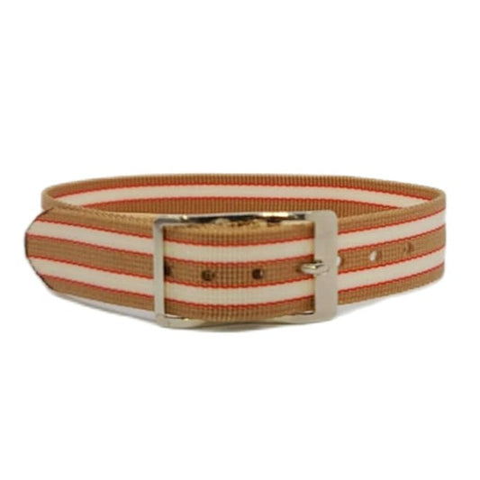 Vintage Unused New Old Stock Nylon Sport 12mm Watch Strap/Band Brown/Beige with Red Pinstripes