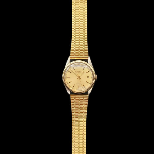 Gruen Swiss Mens Quartz Analog Watch With Date & Date Displays